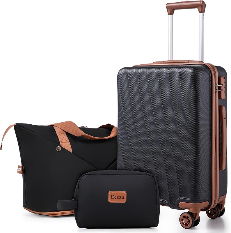 Carry on Luggage Sets 22x14x9 Airline Approved (Black,20"/DB/TB)