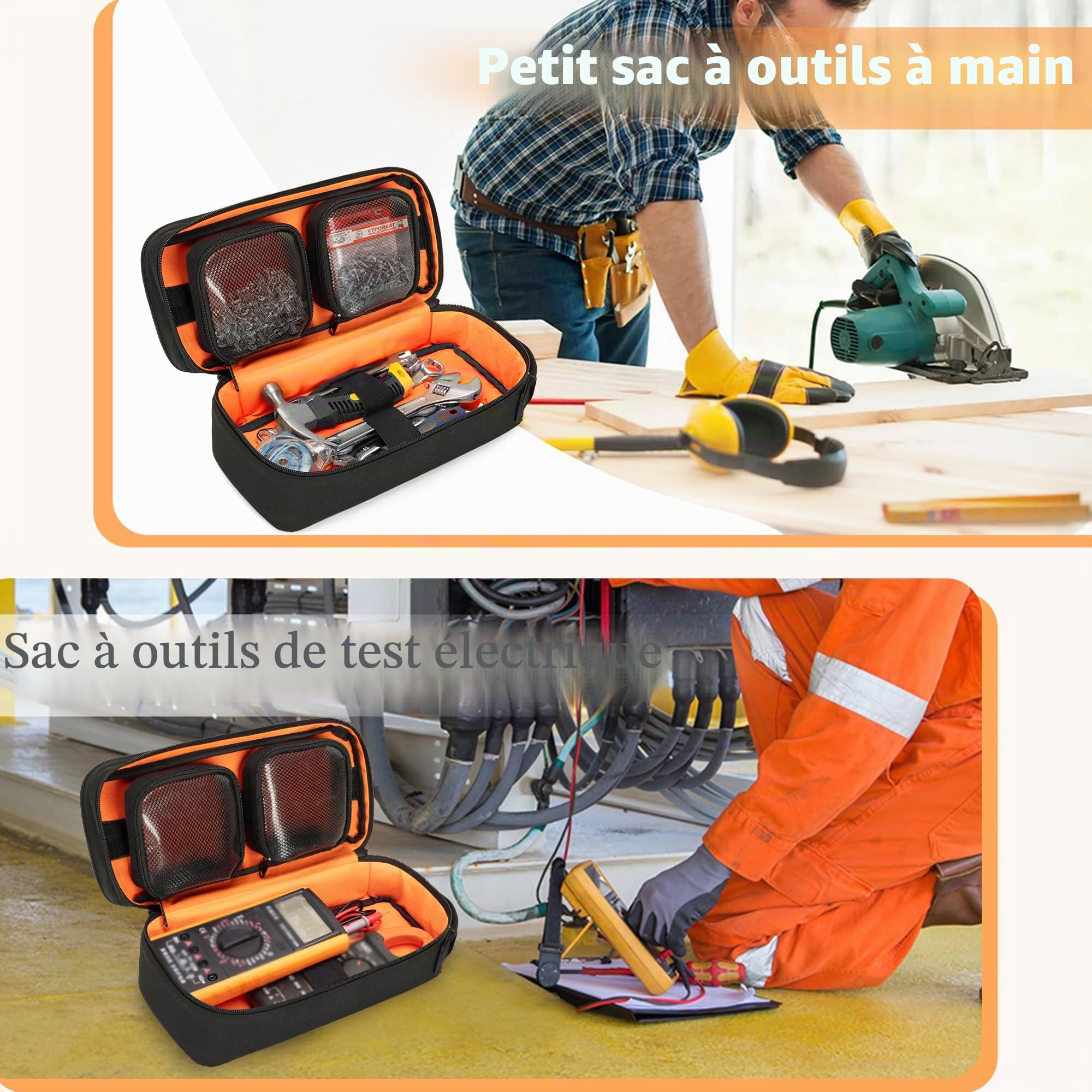 Rexmica Petit Sac de Rangement Outils D'électricien avec 2 Poches à Outils | Sac Tactique Molle pour Hommes avec Rembourrage pour le Camping, les Voyages et les Travaux Électriques