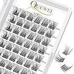 QUEWEL Cluster Lashes 72 Pcs Wide Stem Individual Lashes C/D Curl 8-16mm Length DIY Eyelash Extension False Eyelashes Natural&Mega Styles Soft for Personal Makeup Use at Home (Natural-C-12)