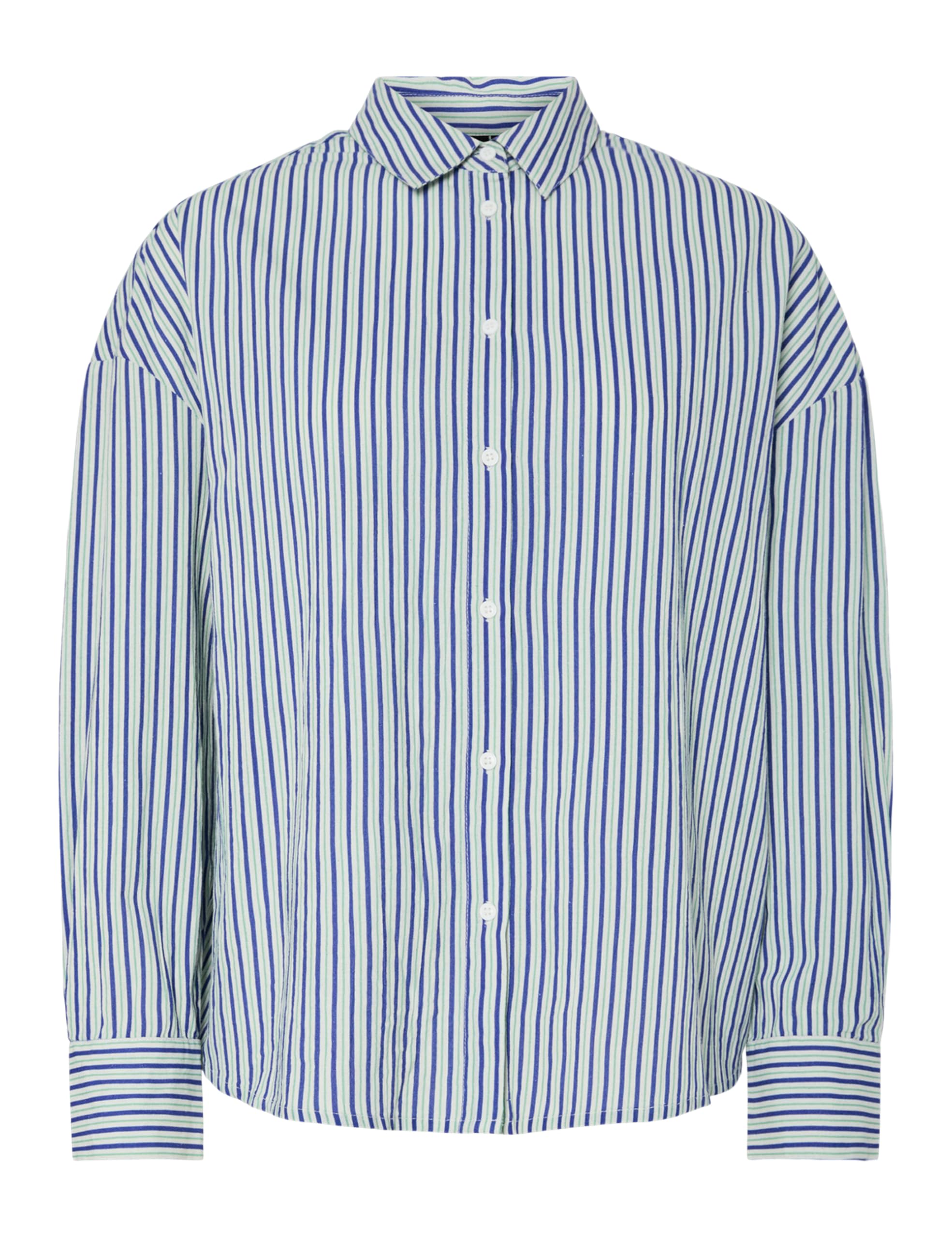 Pieces Striped Blouse Women's Blue Stripes Small