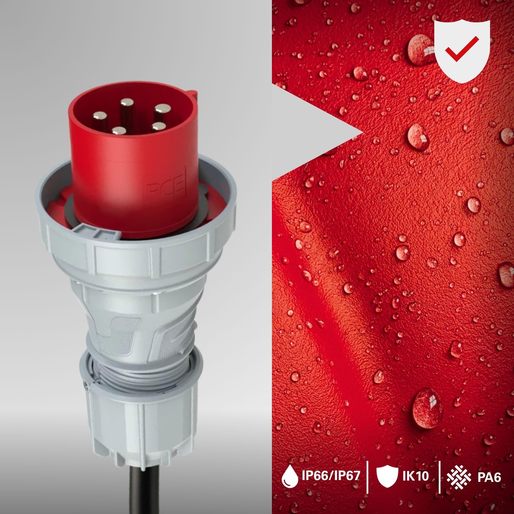 Interflex pce - Clavija estanca 125a 3 polos+neutro 400v 6 hora rojo