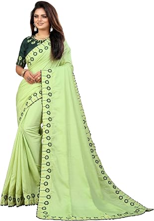 Women's Dola Silk Embroidered Designer Saree (MC 01)