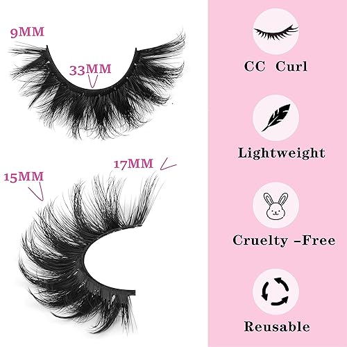 Miniatura 3 de Pestañas esponjosas de visón de aspecto natural, pestañas rizadas en D, pestañas de ojo de gato, pestañas largas de volumen que parecen extensiones