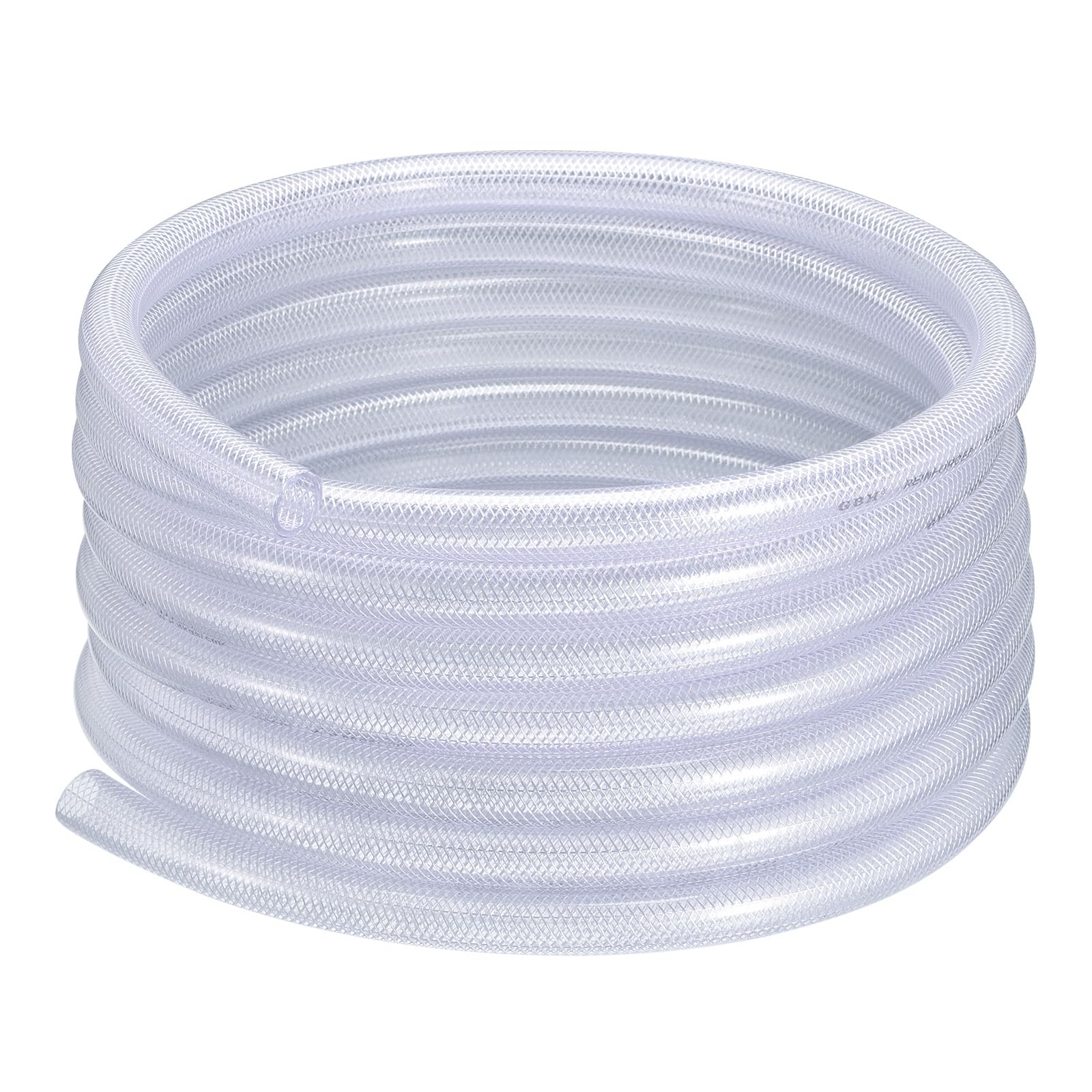 sourcing map Wzmocniona pleciona rura pcv 3/4" średnica wewnętrzna i średnica zewnętrzna 1", długość 25 stóp (7,6 metra) wysokociśnieniowa elastyczna rura z tworzywa sztucznego, przezroczysta winylowa