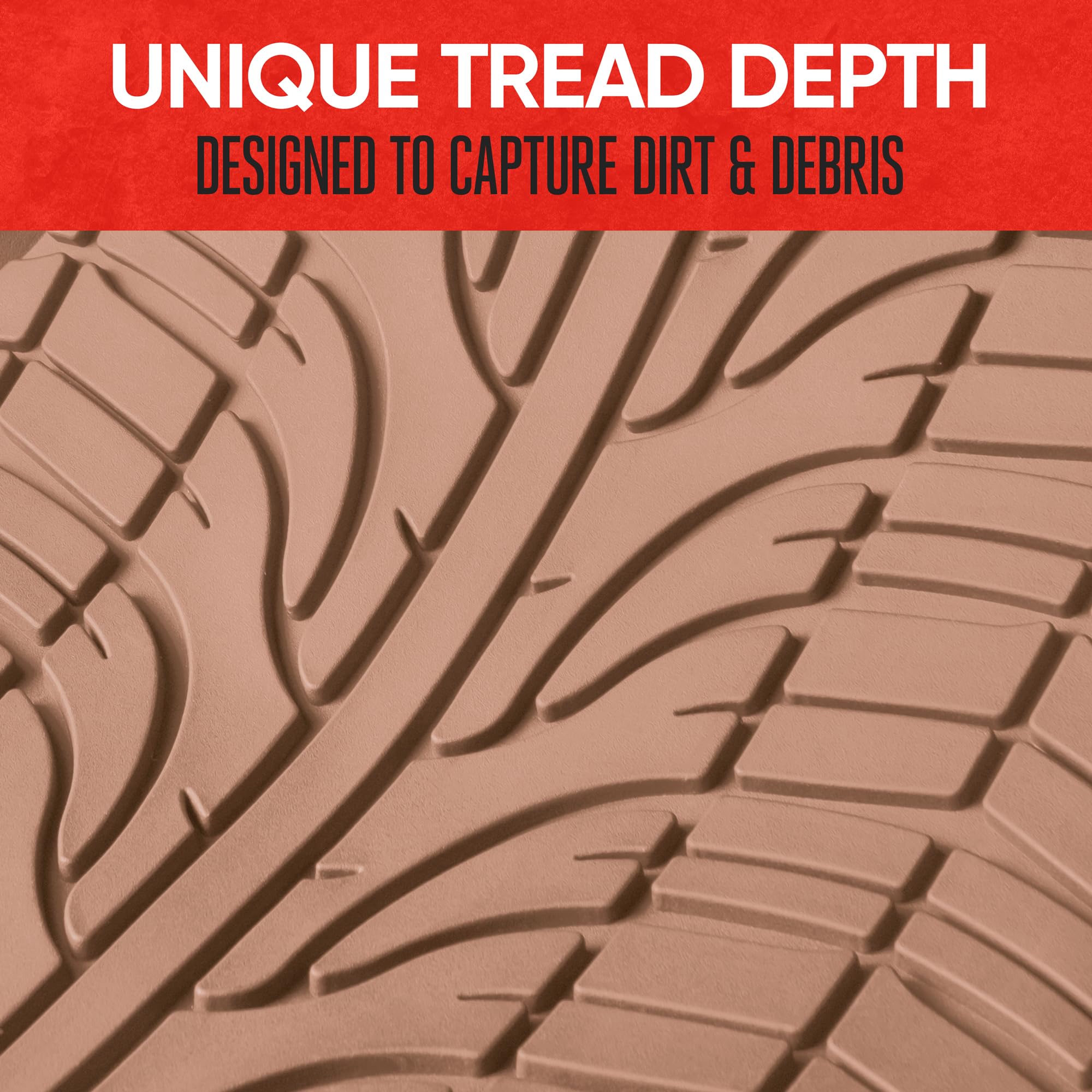 Motor Trend Grand Prix Tire Tread Rubber Car Floor Mats for Autos SUV Truck Van - All-Weather Waterproof — view 4