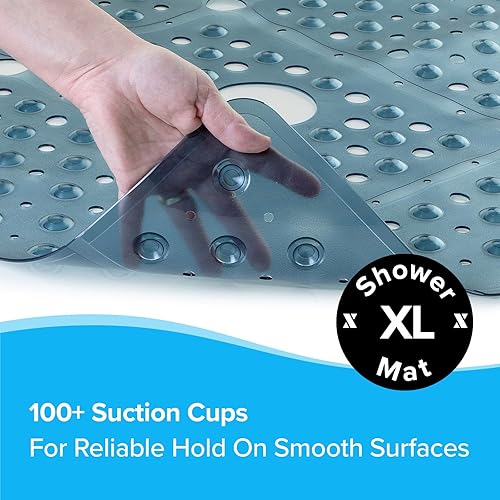 Miniatura 36 de SlipX Solutions Paquete de estuches – Tapete de ducha cuadrado, extra grande de 27 x 27 pulgadas, tapete antideslizante para ancianos y niños