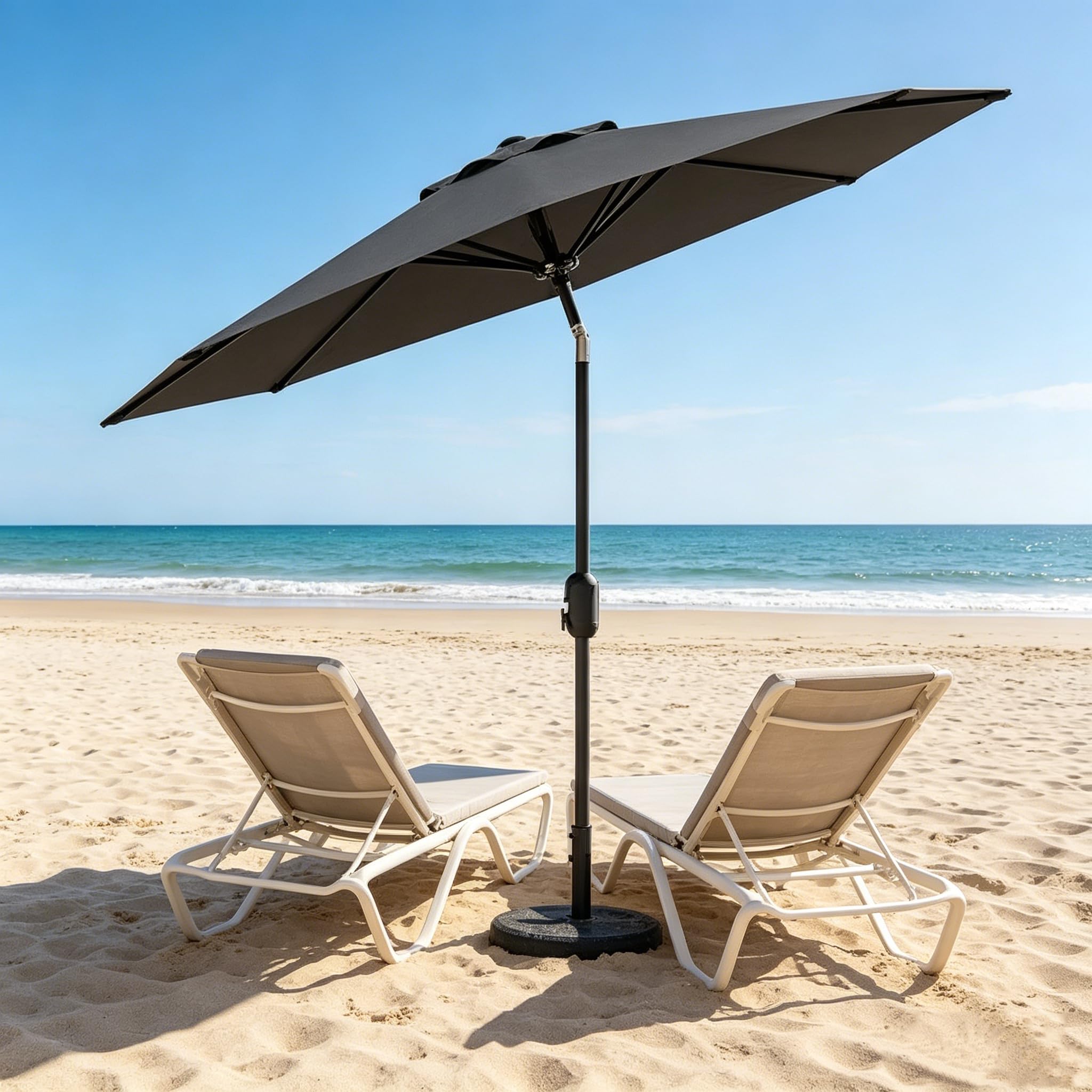 Parasol Jardin 270cm UV50+ Manivelle Inclinable 8 Baleines