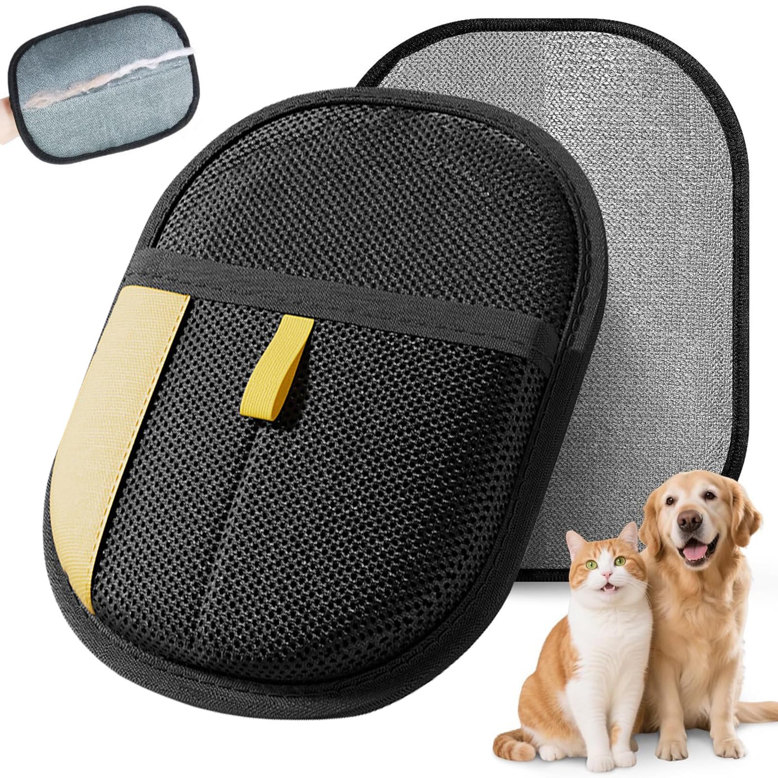 2x Fell Magnet Handschuhe - Doppelseitig Für Hunde & Katzen Haarentfernung