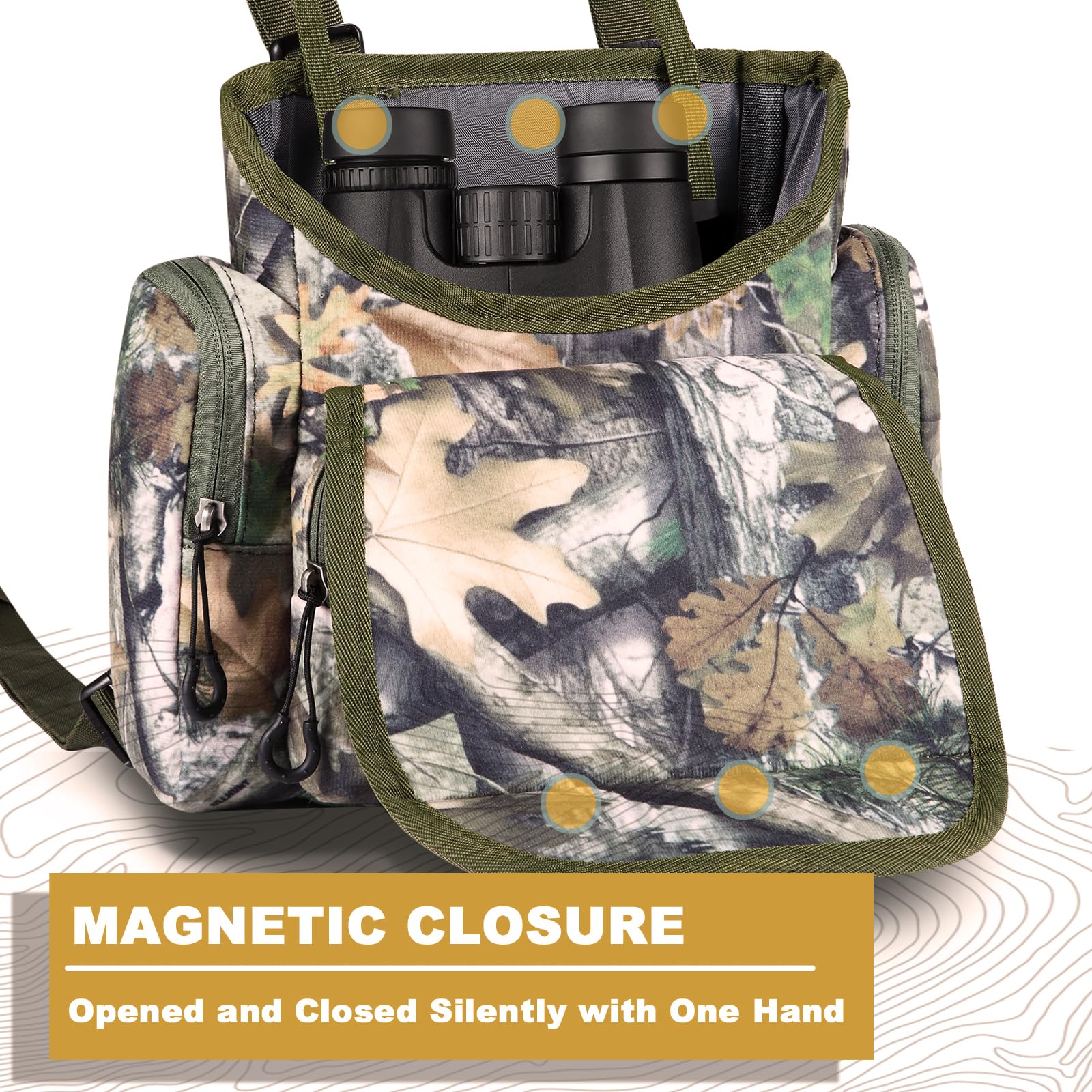 skiguard Bino Geschirr mit Entfernungsmesser Tasche & Regenschutz, leichtes Fernglasgeschirr, Brusttasche