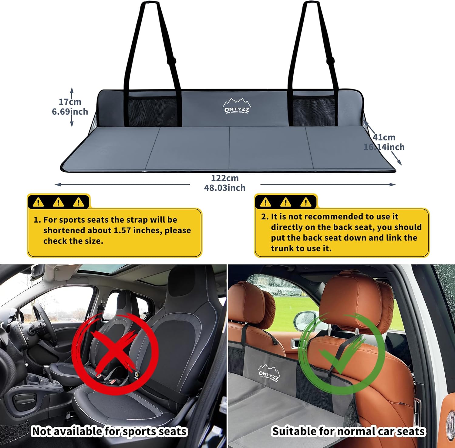 ONTYZZ Car Rear Seat Mattress Extension Plate for Air Mattress Foldable Portable Mattress for Sleeping Increase Vehicles Bed Camping Space