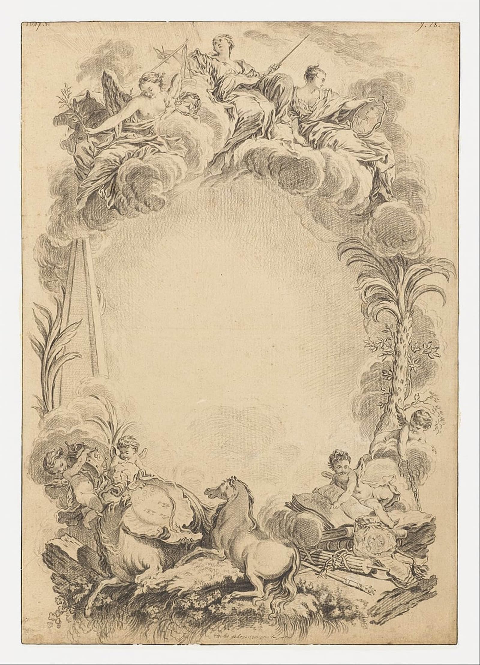 ARTXLXXBN Famous Painting Art Wall Decor Abstract Art Picture Design for an Escutcheon in Honor of William Earl Cowper by François Boucher Animal Pictures for Home Decor 60x90cm