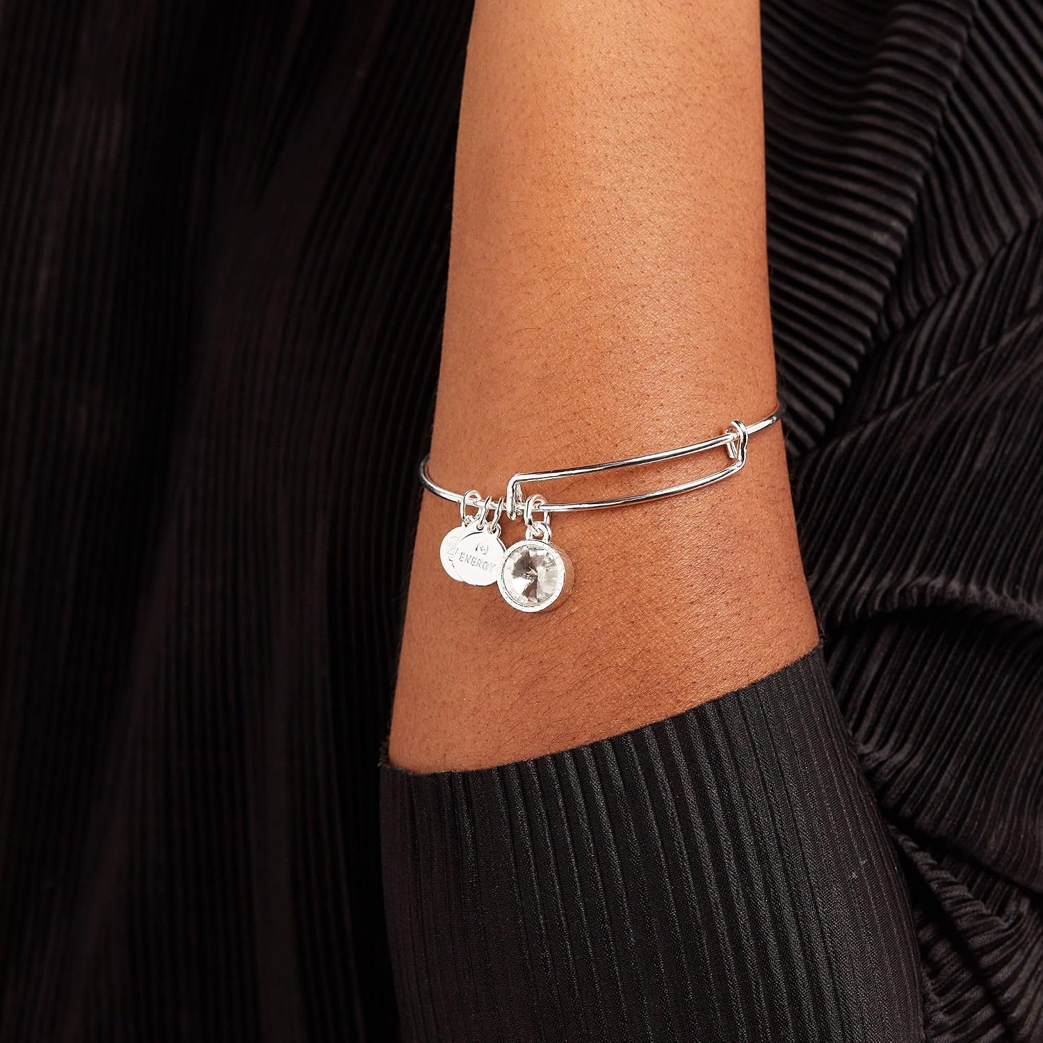 Alex and Ani Birthstones Expandable Bangle for Women, Birthday Crystal Charms, Shiny Finish, 2 to 3.5 in