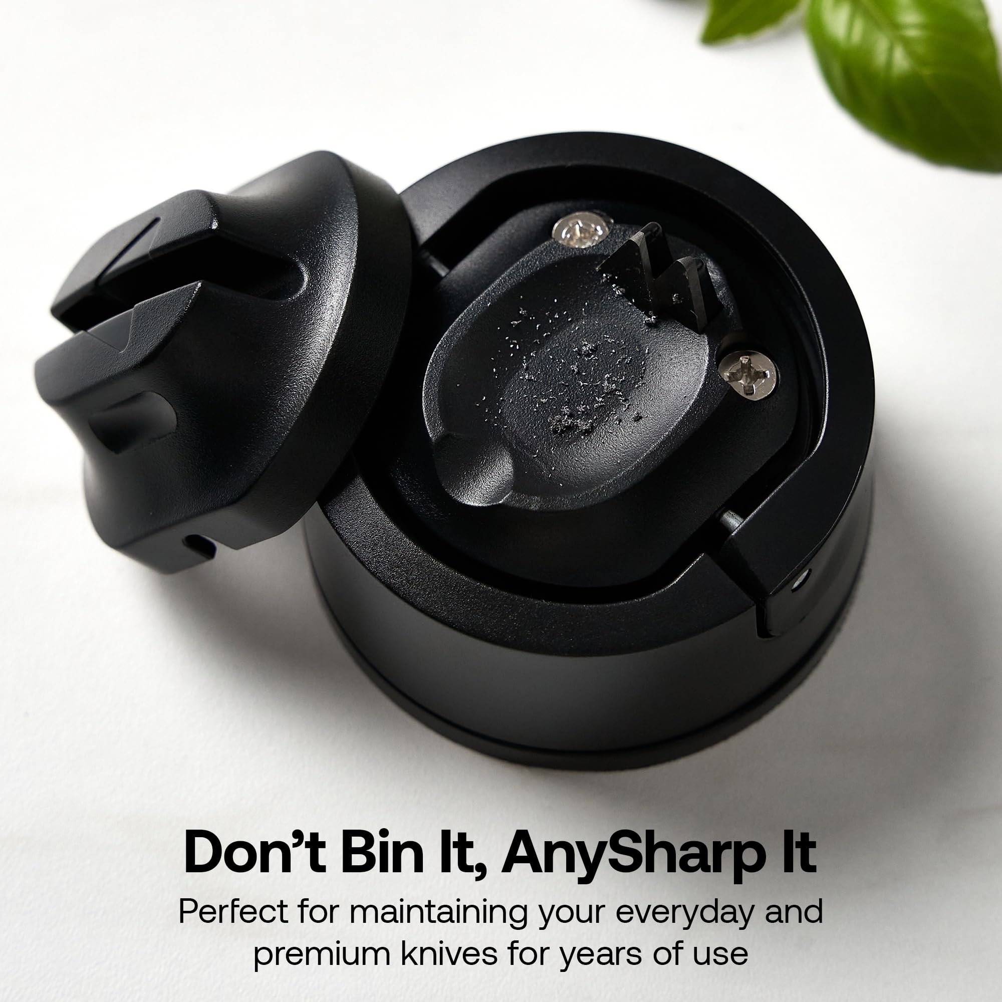 AnySharp Knife Sharpener, Hands-Free Safety, PowerGrip Suction, Safely Sharpens All Kitchen Knives, Ideal for Hardened Steel & Serrated, World's Best, Compact, One Size, Silver — view 33
