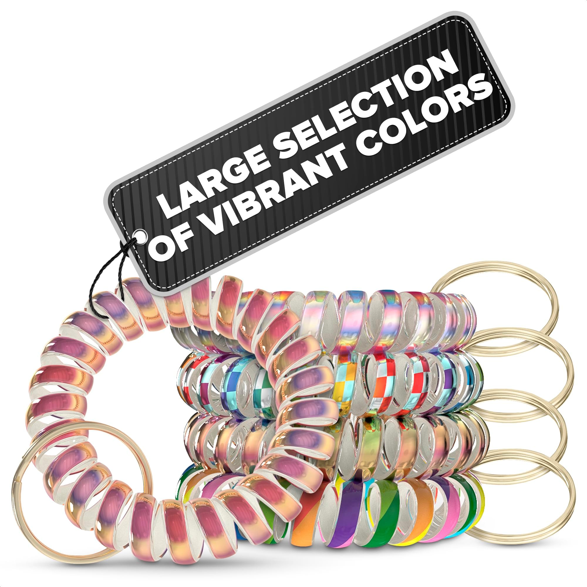 Wholesale Lot: 50 To 500 Pcs Spiral Wrist Coil Keychains - Stretchable Key Rings