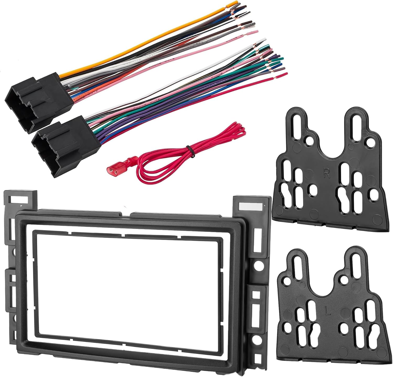 NuIth Aftermarket Radio Wiring Adapter + Double DIN Radio Dash Kits for Chevrolet 2004-2012