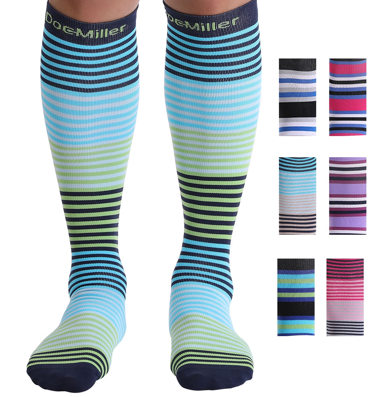 Doc Miller Compression Socks for Women & Men - Knee High Support, 15-20mmHg, Medical Grade, Size - Ideal for Sport, Travel, Nurse, Pregnancy & Varicose Veins, 1 Pair