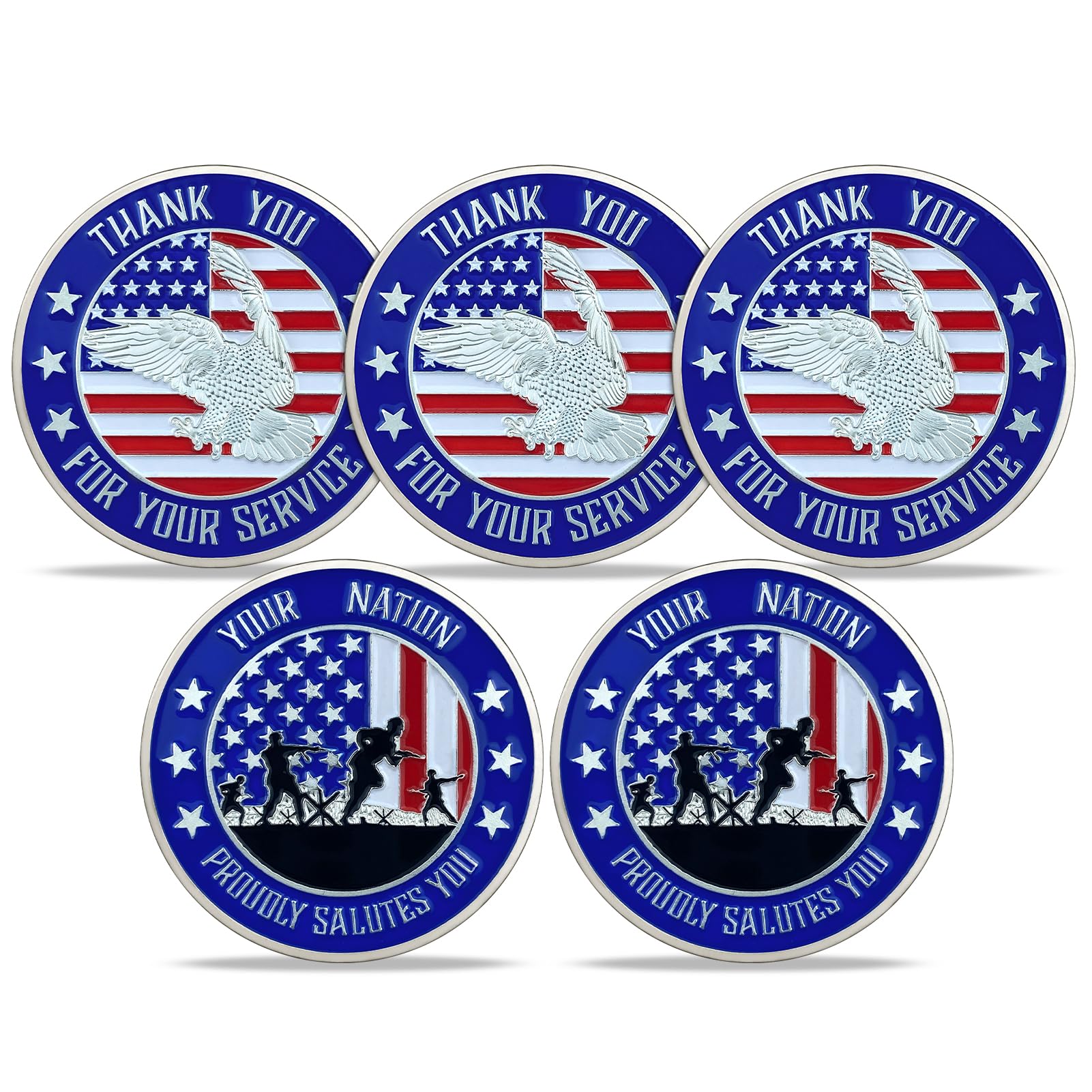 5Pcs Military Veteran Challenge Coins Thank You for Your Service Army Appreciation Coins
