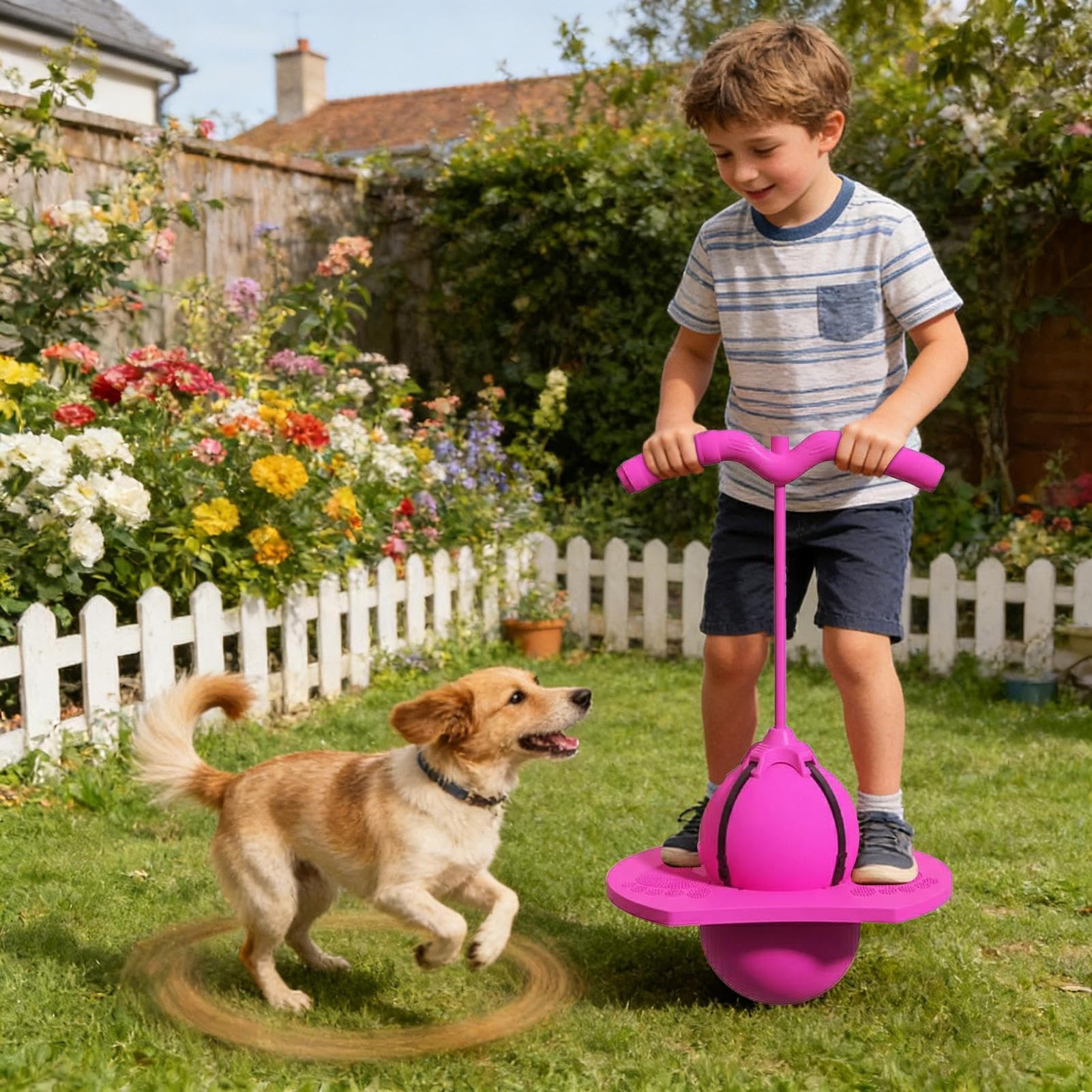 Générique Balle Rebondissante avec Poignée - Jouet de Saut avec Pompe - Ballons Sautants pour,pour Garçons, Filles et Adultes, pour l'Entraînement au Saut et à l'Équilibre, en Utilisation