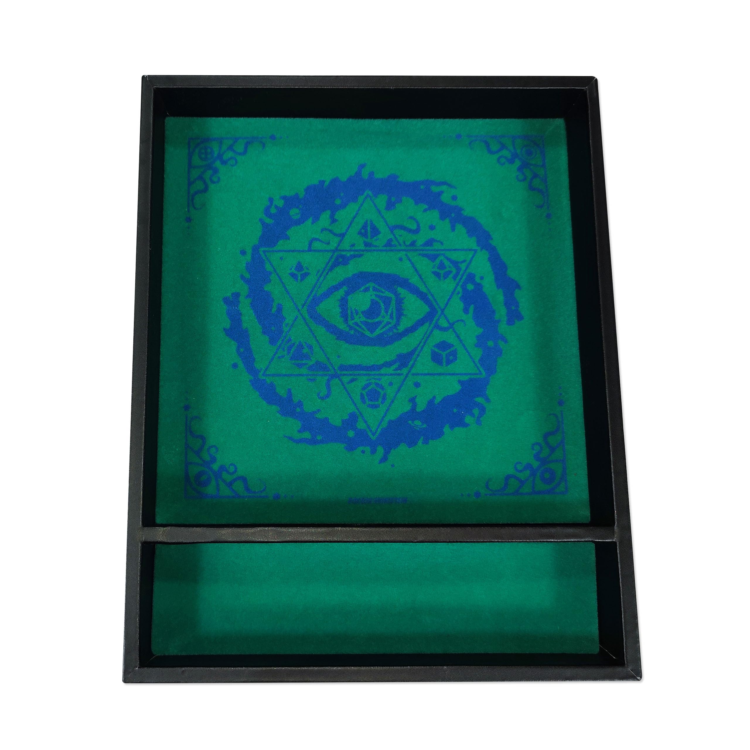 Plateau À DÉS RECTANGULAIRE 'Critical Roll', fabriqué en Cuir et Velours, Zone de Rangement, Design Exclusif et Compatible avec n'importe Quel Jeu de société et de rôle (Turquoise)
