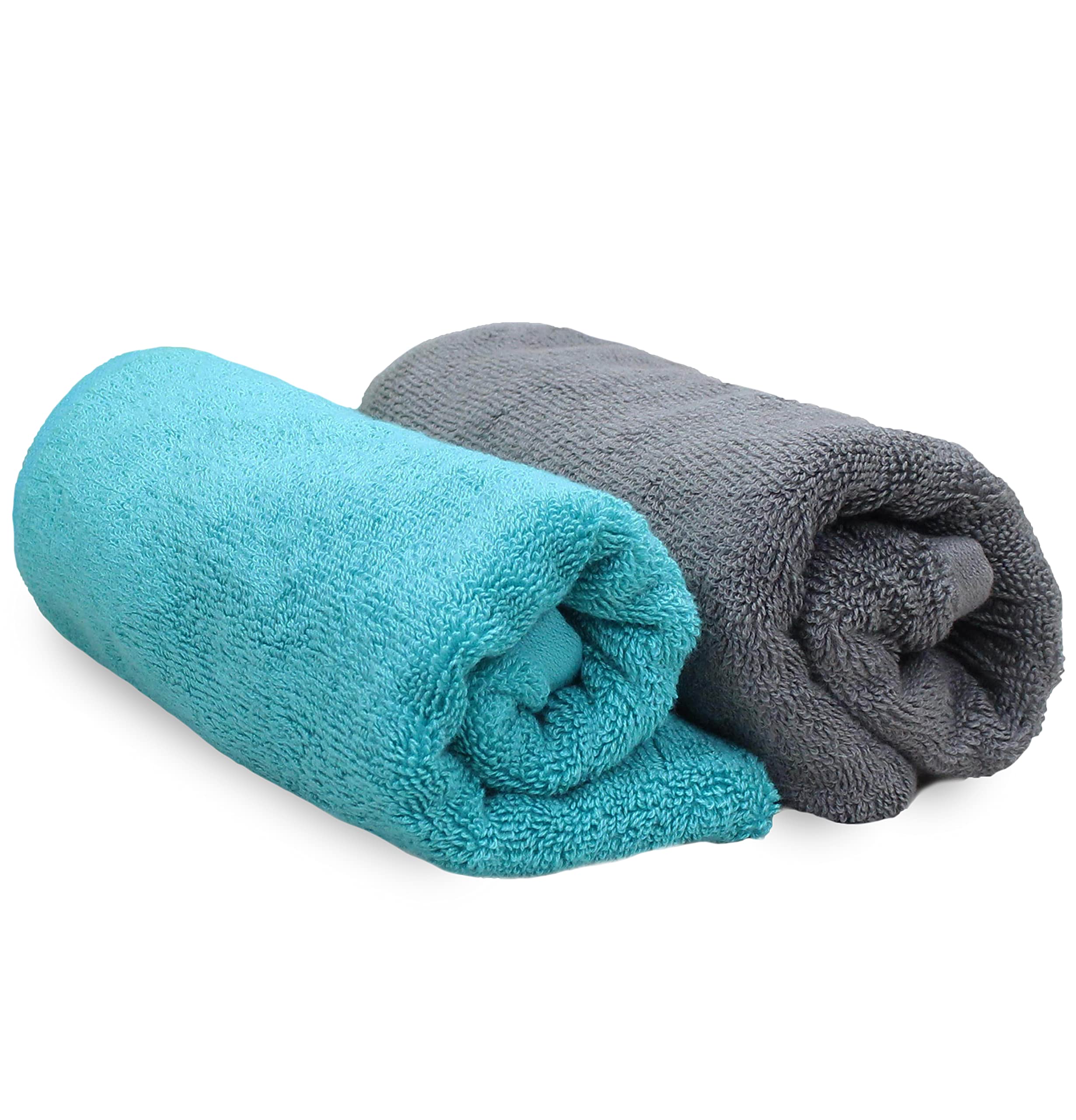 HEELIUM Bamboo Face Towel | Ultra Absorbent & Odour-Free | 3X Softer Than Cotton Towels | 30 x 30 cm - 600 GSM | Pack of 2 - Grey, Teal