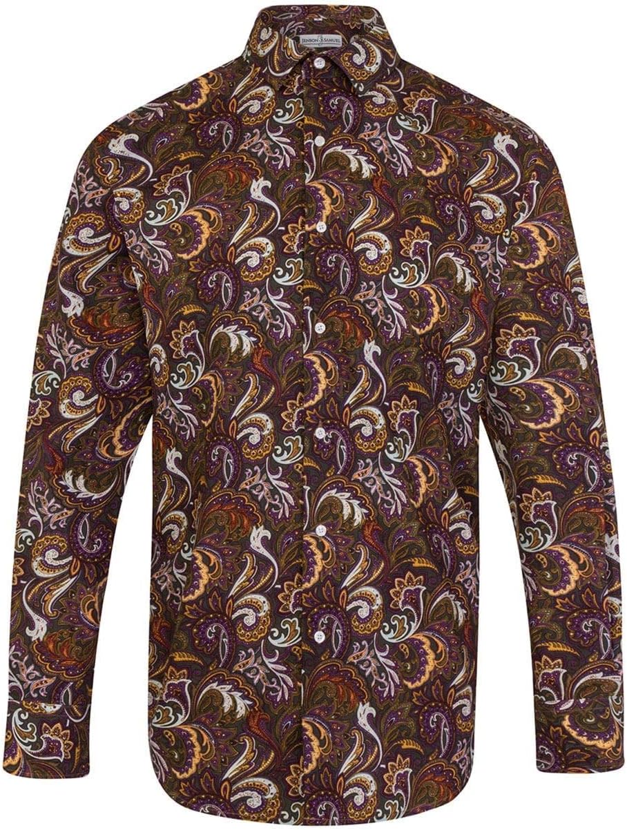 Mens Designer 100% Cotton Regular Classic Fit Printed Paisley Floral Shirts S M L XL 2XL 3XL 4XL Collar Sizes 14.5-19"