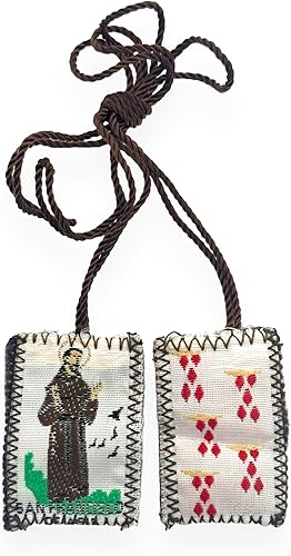 San Francisco de Asís Collar Escapulario Marrón Escapulario Café San Francisco de Asis, Tela, No es una piedra preciosa