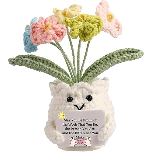 YOOJEE Forget-Me-Not Crochet Flower Potted Plant Gift