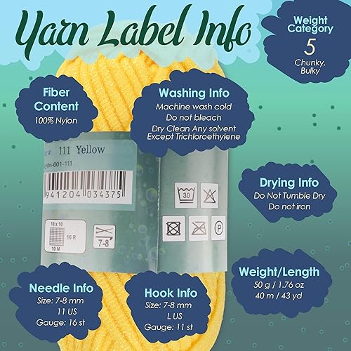 Miniatura 5 de JubileeYarn - Ovillo de lana esponjoso, paño de cocina de nailon peinado, 1.76 ozmadeja, algas marinas, 4 madejas