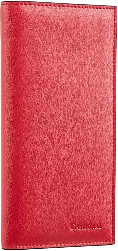 CASMONAL Funda de cuero vegano para chequera para hombres y mujeres con bloqueo RFID