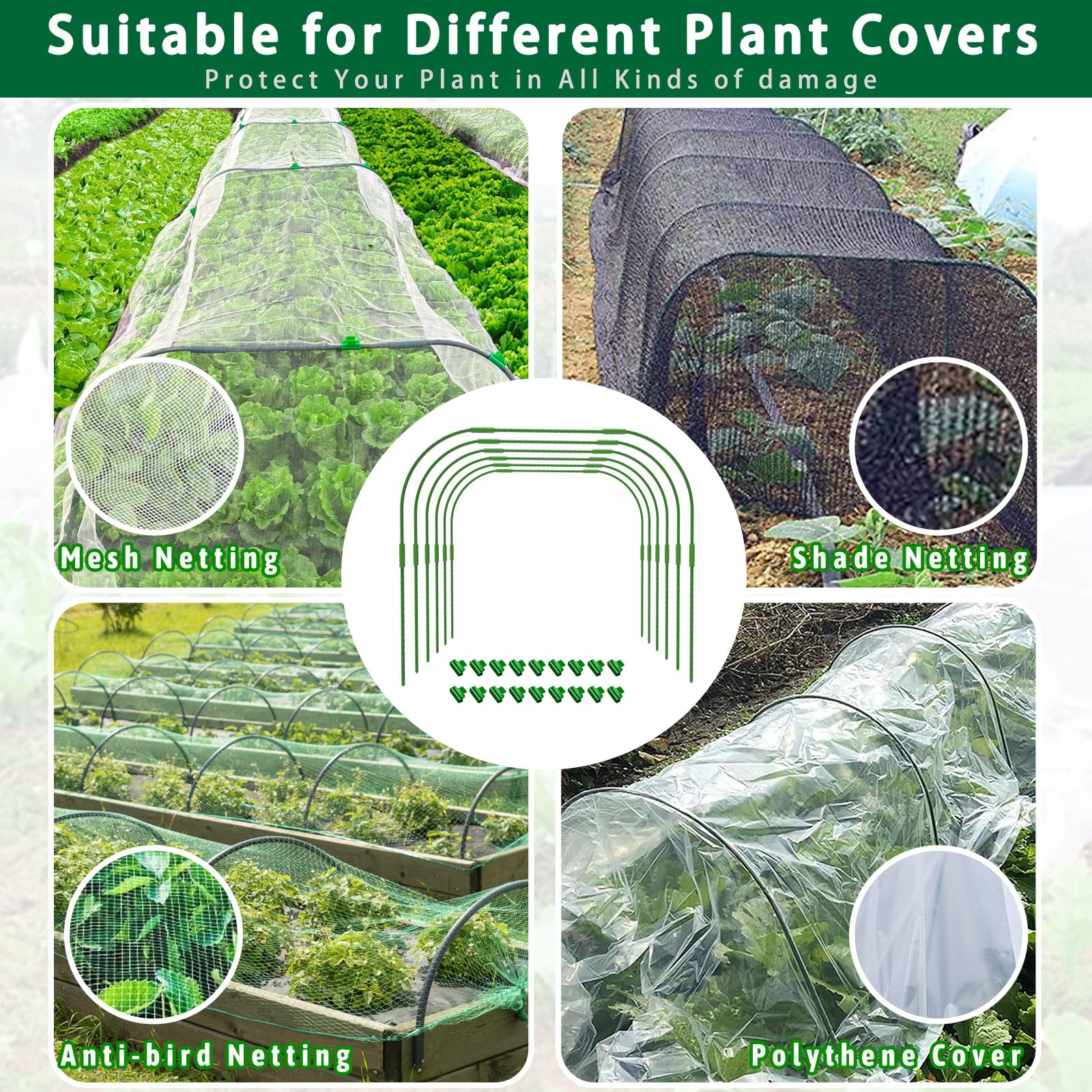10 x Pflanztunnel, 82x82cm Garden Tunnelbögen, Folientunnel Bögen für Hochbeet, Rostfrei Durable Frei für Abdeckung Frühbeet Hochbeet Gemüsebeet, stabil langlebig & rostfrei