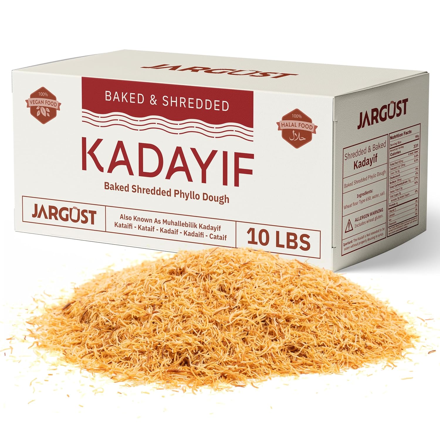 Bulk Baked & Shredded Kataifi 10lb, Shredded Fillo Dough, Pastry Dough, Chopped Katayif, Ingredient for The Viral Dubai Pistachio Chocolate Bar, Shredded Phyllo, Kunafa, Knafeh, Toasted Katifi