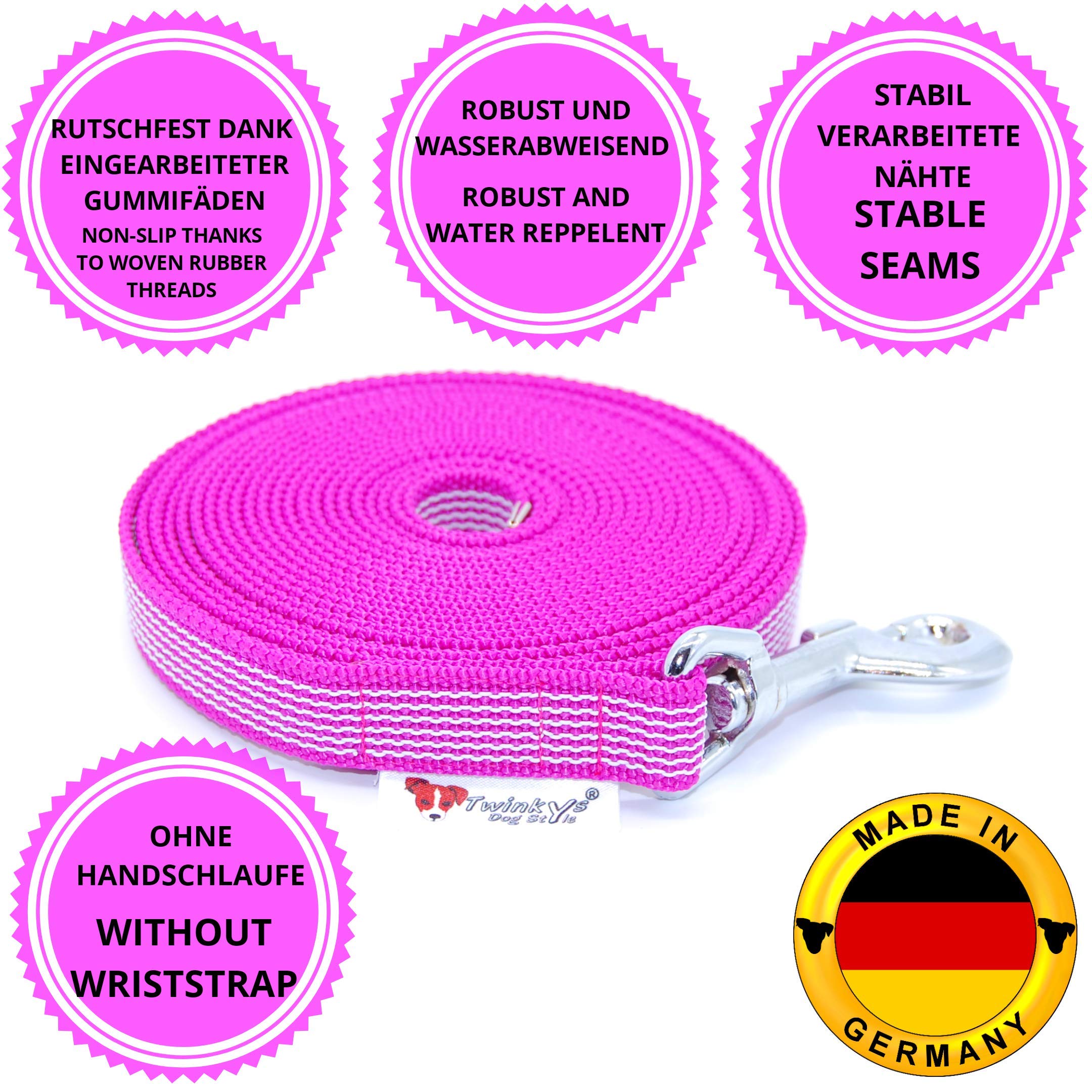 Twinkys Dog Style MADE IN GERMANY Sleeplijn Hondenriem, met rubber