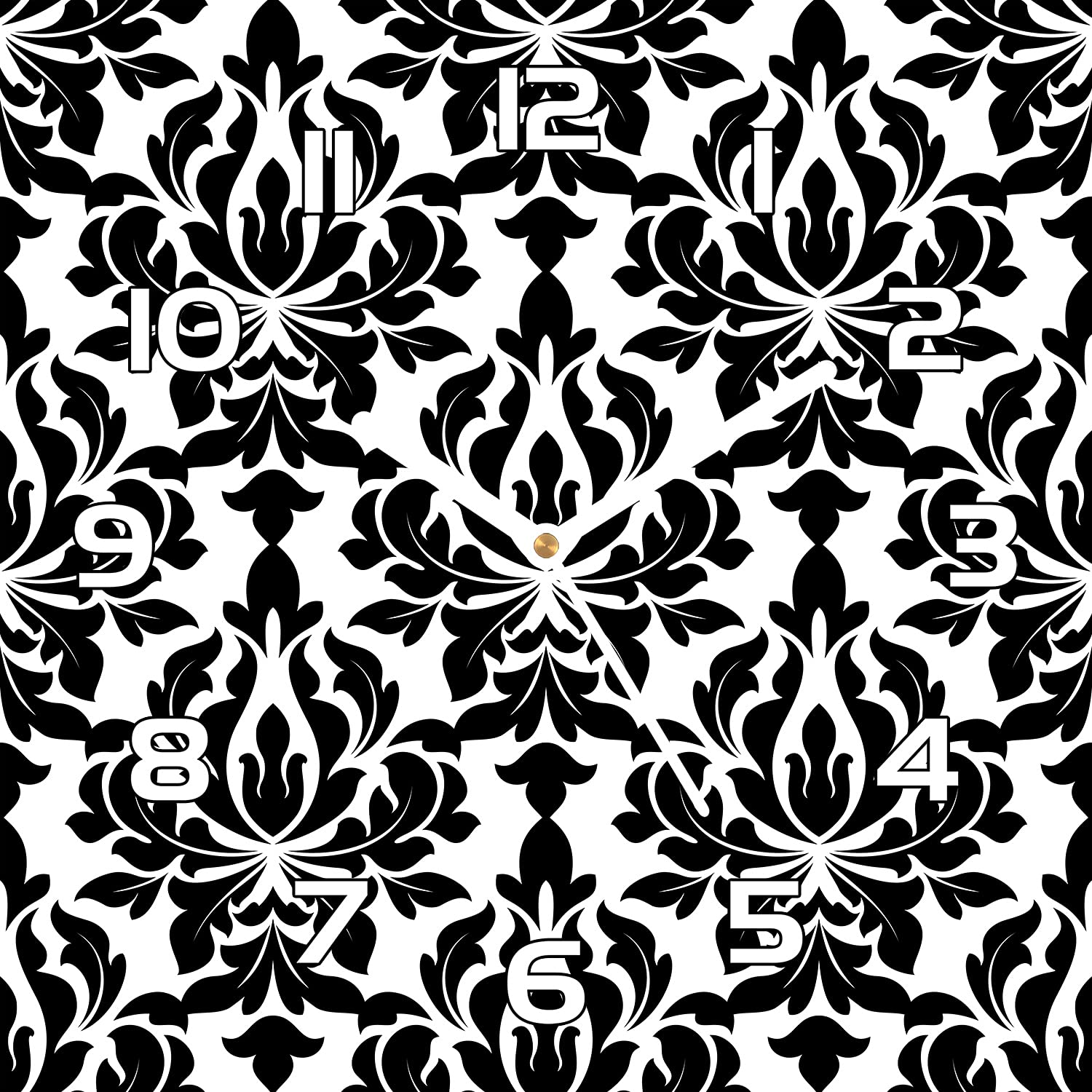 Horloge en verre 30x30 cm Colouflorale Arabesque à aiguilles blanches pour un salon moderne