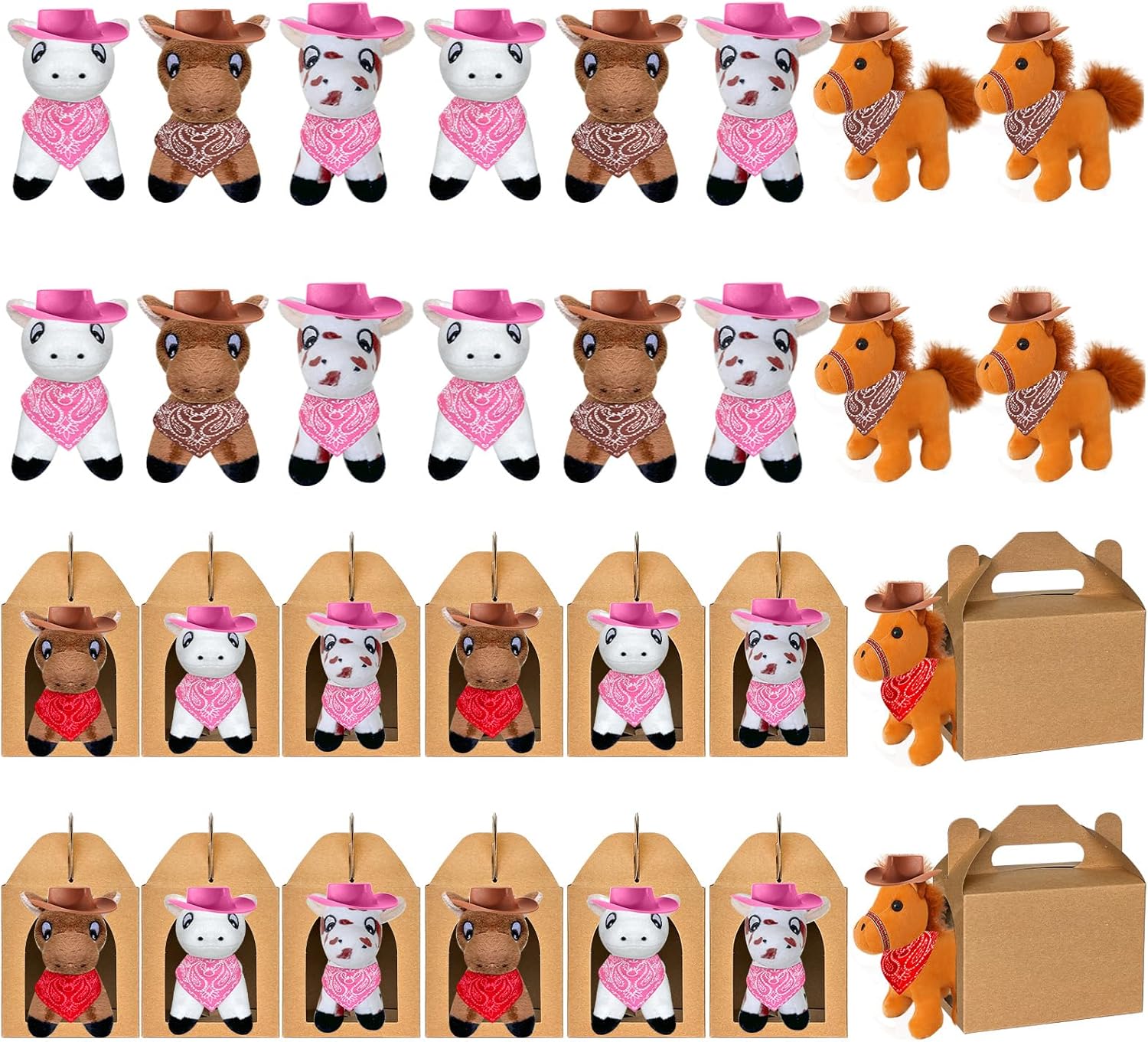 48 Pcs Adopt a Horse Animal Party Favors Include 12 Mini Stuffed Horse 12 Boxes 12 Hats 12 Scarves for Adopt a Grassland Animal Party Favor Pet Birthday Supply Gifts