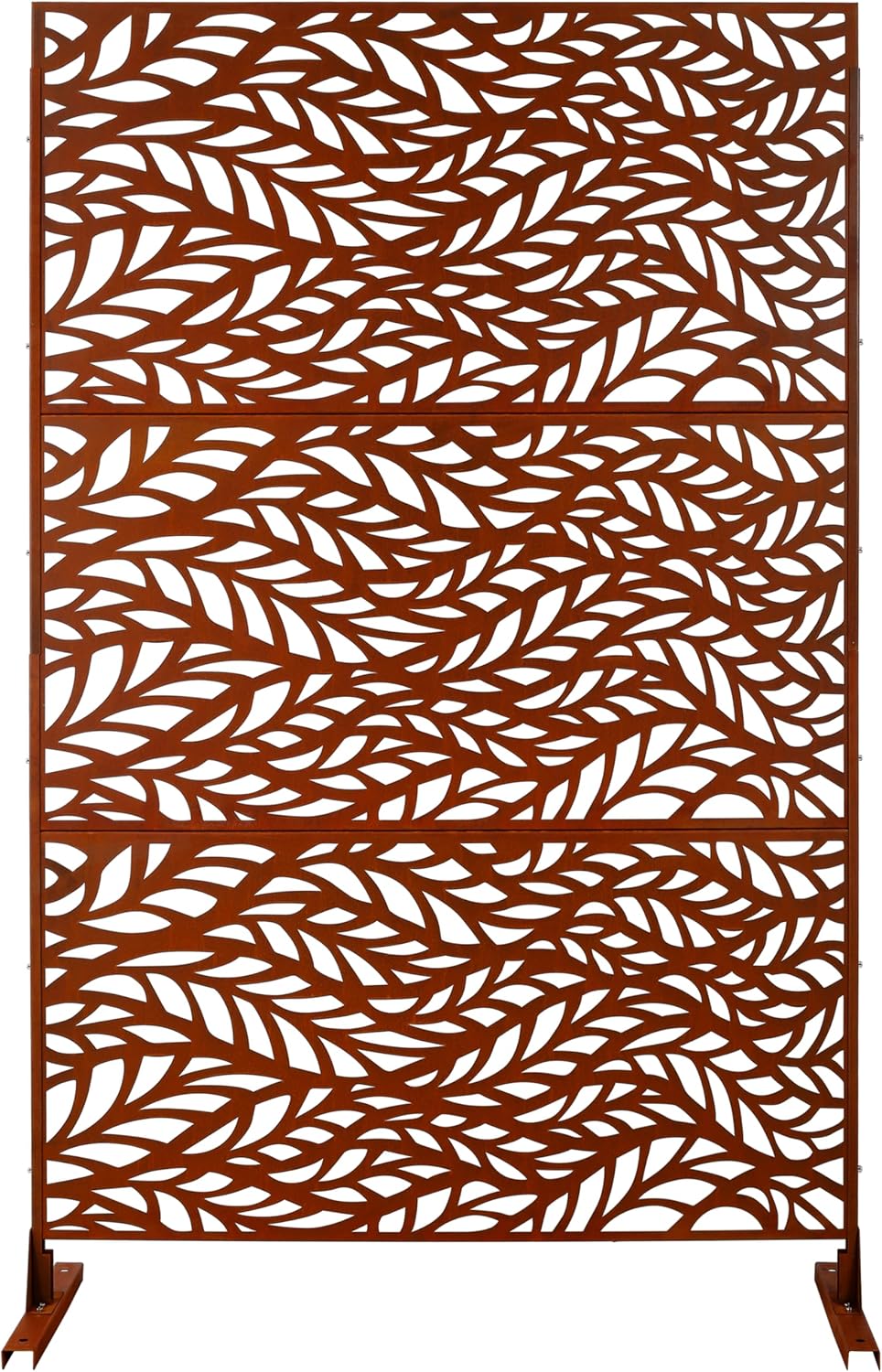 Rust Red Metal Privacy Screen 76" H x 48" W - Freestanding Outdoor & Indoor Decorative Panel for Deck, Balcony, Patio, Garden, Lawn