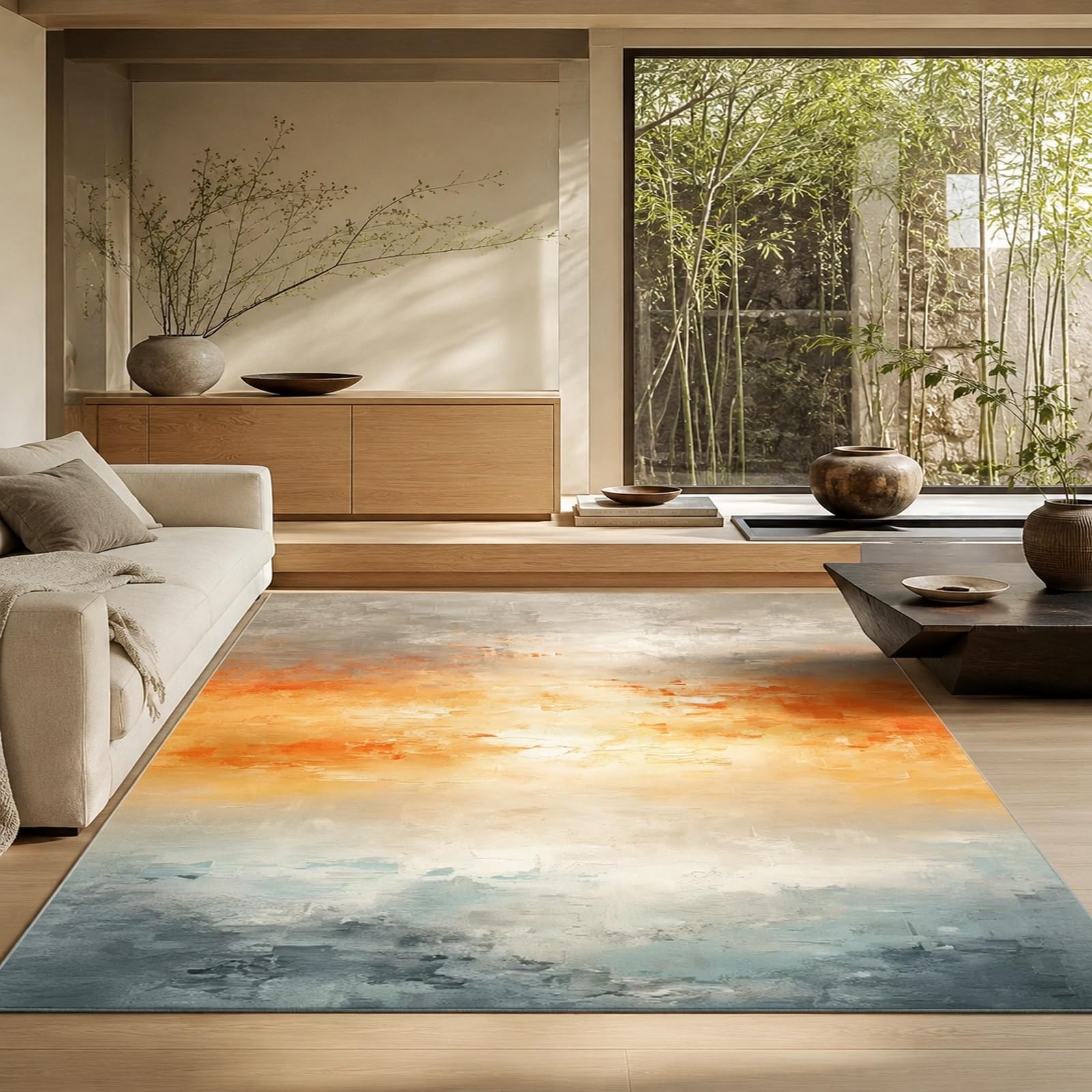 Tapis moderne abstrait pour chambre et salon chaleureux 120 x 200 cm