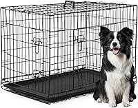 Vista 8 de FDW Jaula para perros de 30 pulgadas con doble puerta plegable de alambre de metal con bandeja extraíble y panel divisor, jaula para mascotas
