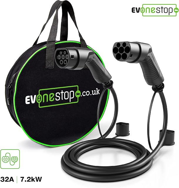 EV/Electric Vehicle Charging Cable | Type 2 to Type 2 | 16/32 Amp | 5/10 Meter | Free Carry Case | (32 Amp / 10 Meter)
