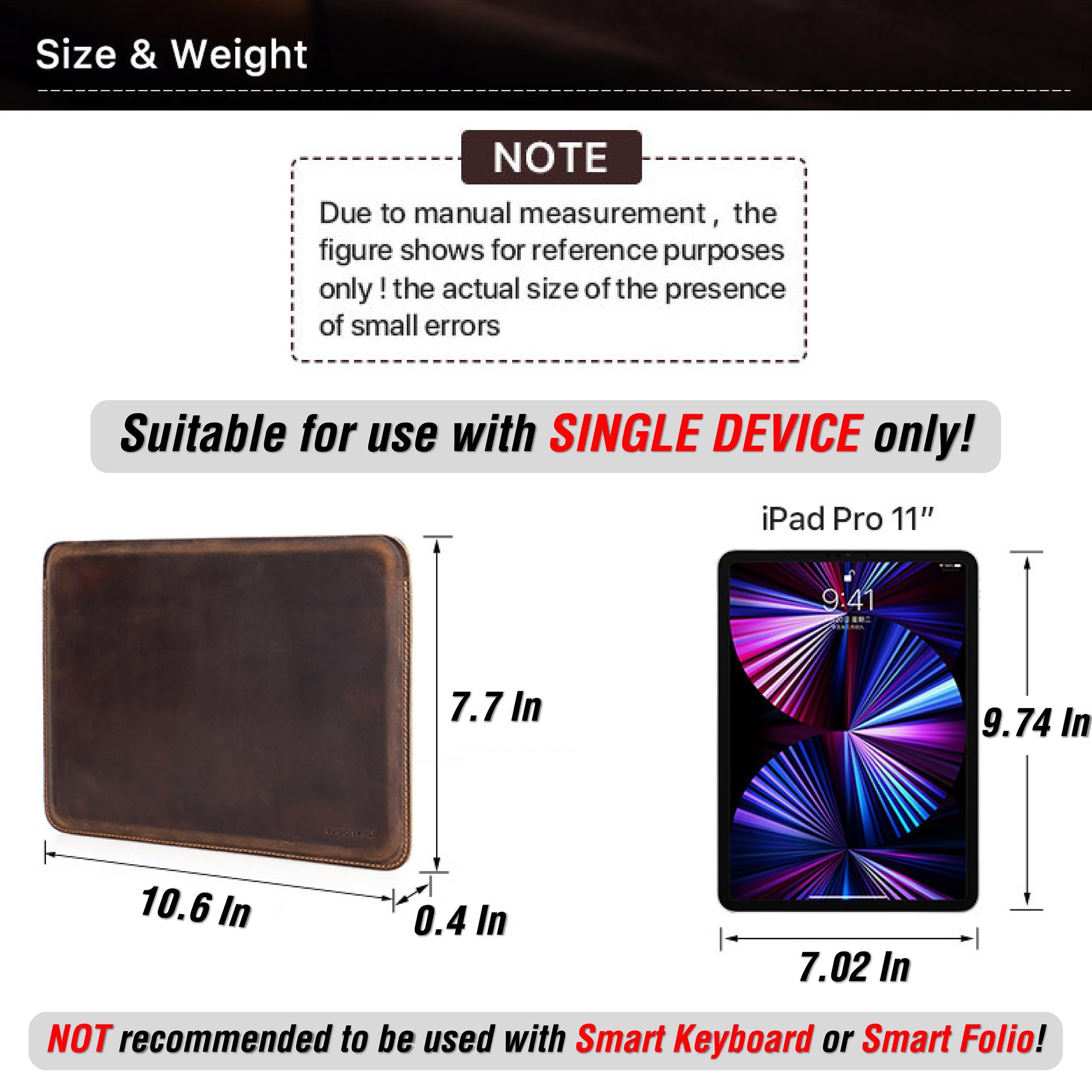 Full Grain Leather Tablet Case 10.5-11