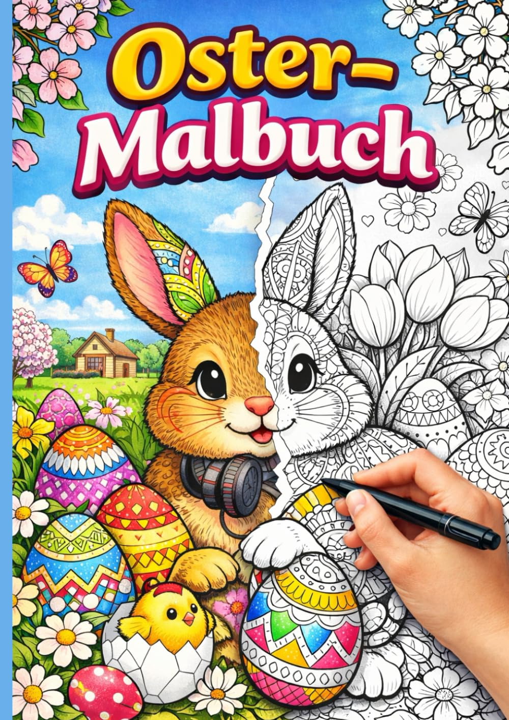 Monochrome Ostern Malbuch für Erwachsene: Intricate Bunny & Egg Designs – Black & White Coloring Book for Relaxation & Stress Relief