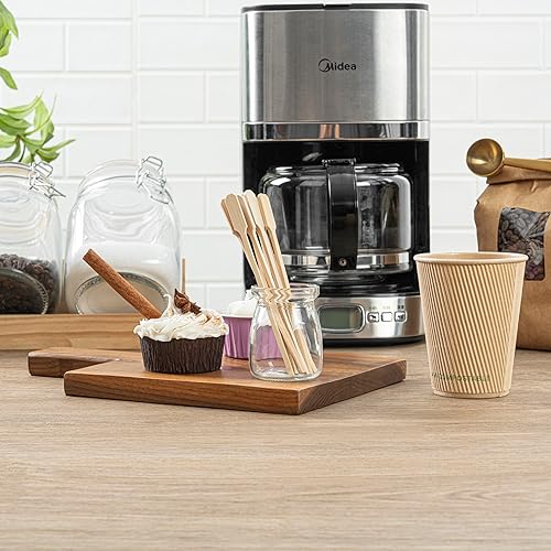 Miniatura 4 de Restaurantware Agitadores de café de 6 pulgadas, 1000 palitos de remo con mango de paleta, biodegradables, desechables, palitos de madera de bambú