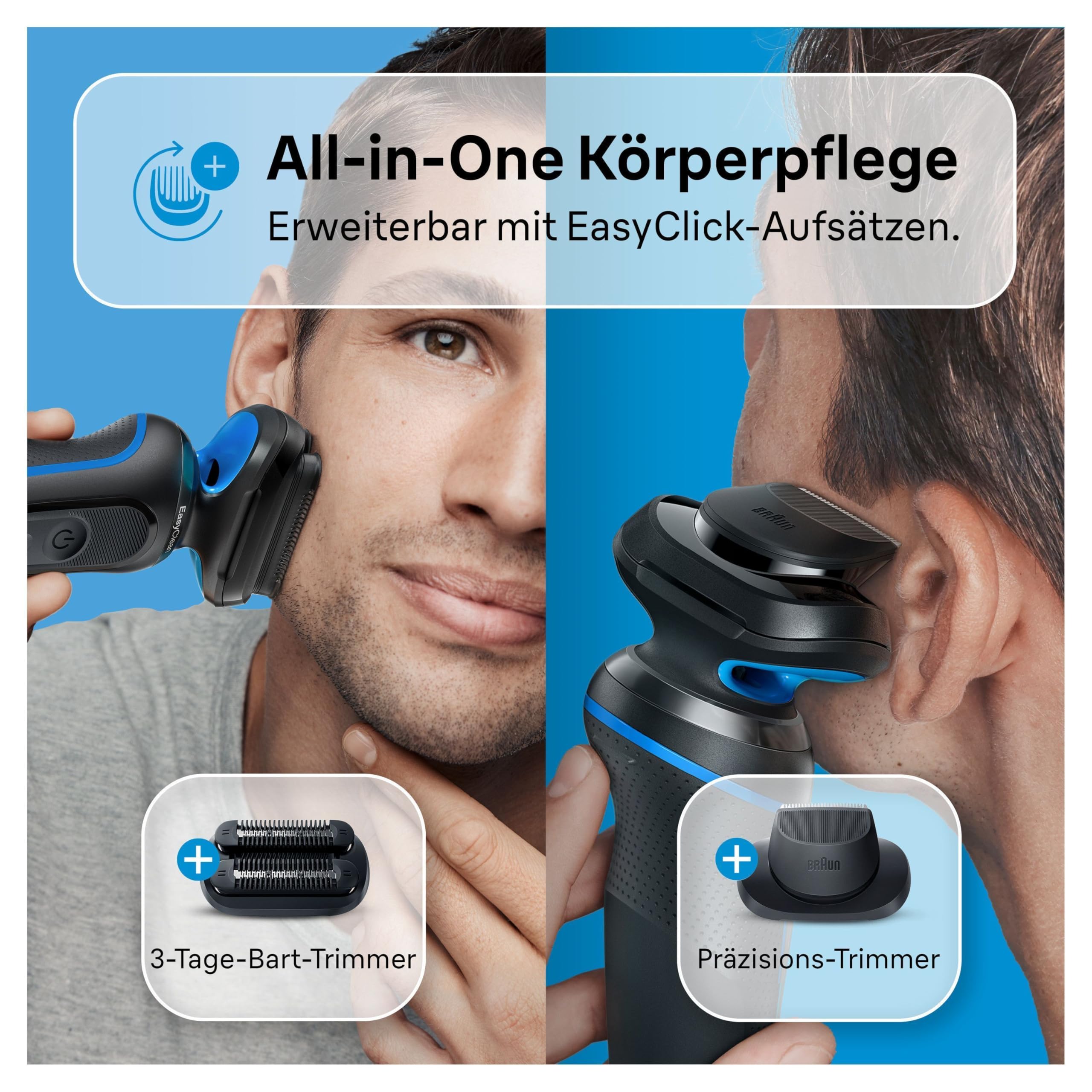 Braun Series 5 Elektrorasierer mit EasyClick Trimmer Aufsatz, Rasierer Herren Elektrisch, Präzisionstrimmer, EasyClean, Geschenk Mann, Made in Germany, 51-B1820s, blau
