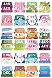 48 Pieces Colorful Monthly Adhesive Tabs, 2 Sheets Monthly Divider Tabs, Durable Waterproof Monthly Calendar Index Tabs for Planners Journal and Notebook Organizations