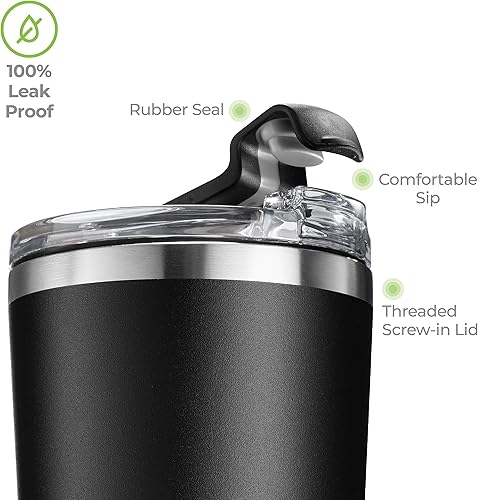 Miniatura 4 de SIPX Vasos con triple aislamiento, 22 onzas, vaso moderno de alta calidad con tapa, vaso aislado que se mantiene caliente durante 6 horas, vaso de