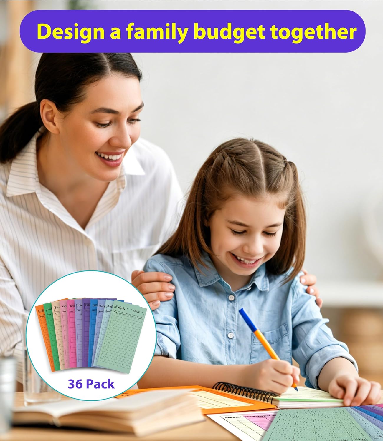 36 Pack Cardstock Budget Envelopes, 12 Colors Cash Envelopes, 200gsm Thick Money Envelopes, 7.0 x 3.5 Inch Large Size, No Hole Stuffing Envelope Alternative for Budgeting, Saving, Expense Organizer