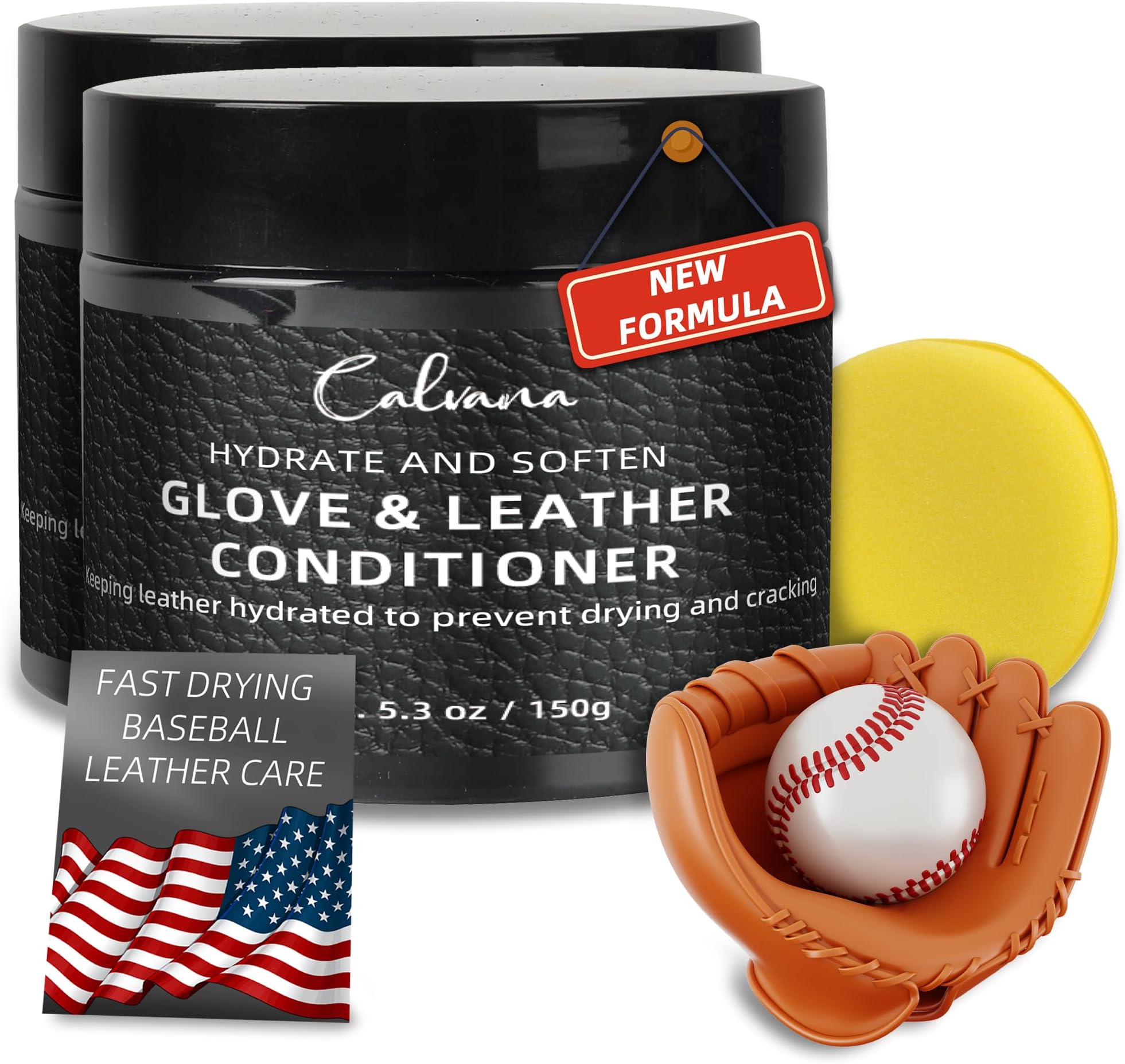 (2-Pack) 5.3 oz Glove & Leather Conditioner, Break-in Kit, Mitt Oil for Baseball & Softball Gloves, and Other Leather Sports Gear, Moisturize & Protect, Non-Drying & Non-Darkening Formula