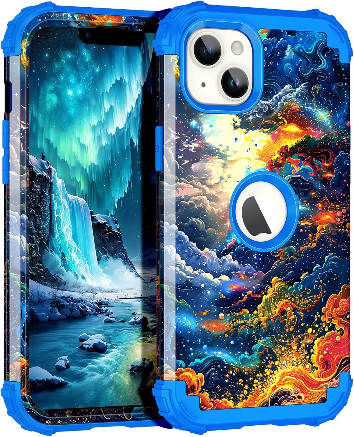 LONTECT for iPhone 14 Plus Case Glitter Sparkly Bling Shockproof Heavy Duty Hybrid Sturdy High Impact Protective Cover Case for Apple iPhone 14 Plus,Dodge Blue