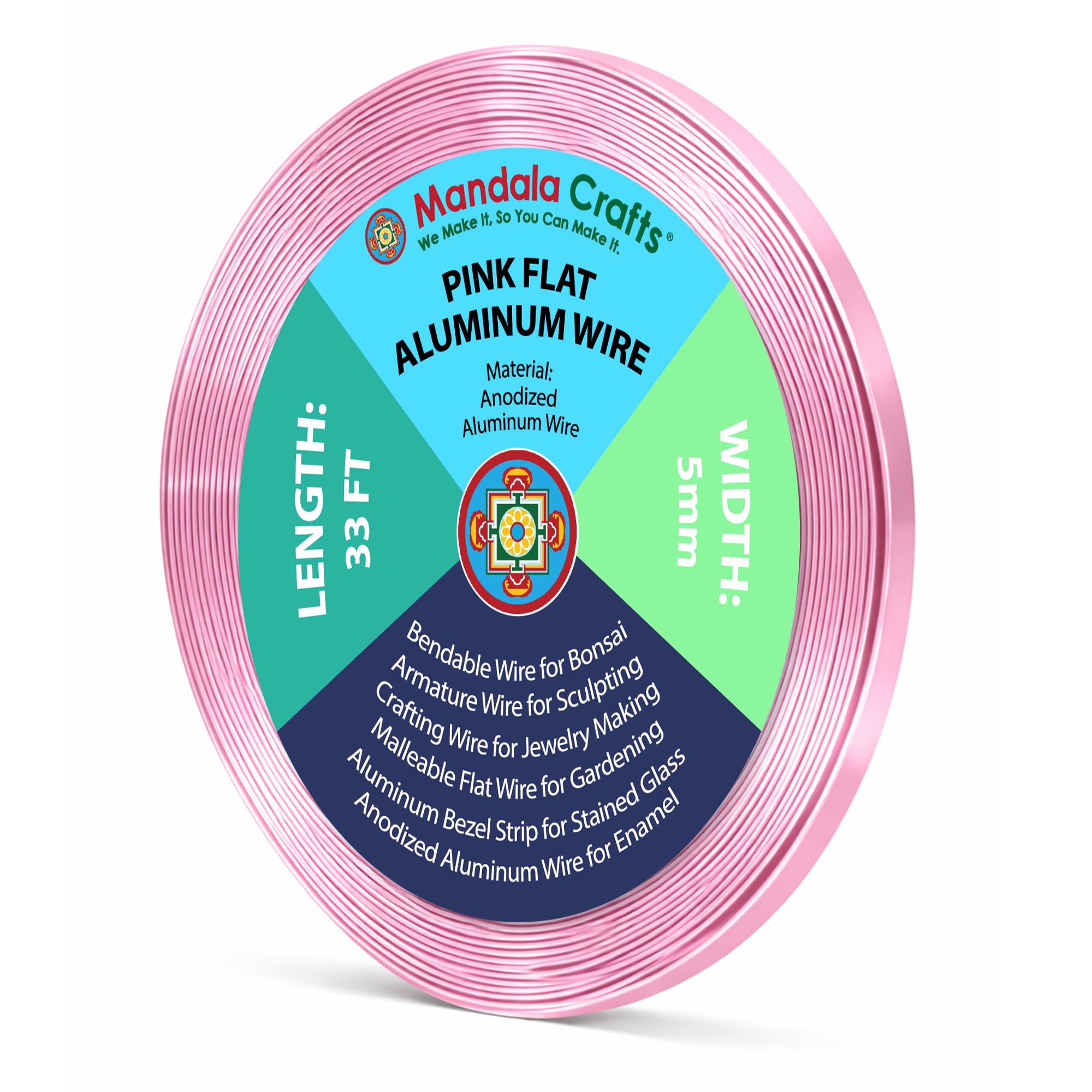 Mandala Crafts 5mm Pink Flat Aluminum Crafting Wire for Sculpting