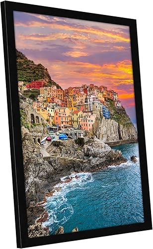 Miniatura 6 de Americanflat - Portarretratos de madera manufacturada de 14 x 18 pulgadas, color negro, marco para fotos con vidrio inastillable y accesorios para