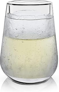 Viski Glacier Wine Glass, Double Walled Chilling Wine Glass, Active Cooling Gel, 8 Ounces, Clear Glass, Chilling Technology, Set of 1